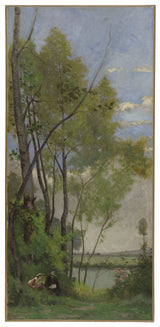 赫克托·阿诺托-1888-巴黎市政厅节日楼梯素描-塞纳河岸艺术印刷品美术复制品-艺术墙