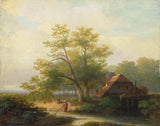 lodewijk-hendrik-arends-1854-en-vannmølle-i-et-treaktig-landskap-kunst-print-fine-art-reproduction-wall-art-id-anav7rk5h