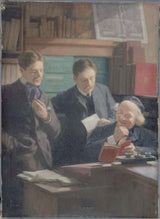 eugene-pascau-1900-honore-champion-1846-1913-nhà xuất bản và người bán sách-được bao quanh bởi con trai của ông-nghệ thuật-in-mỹ thuật-tái tạo-tường-nghệ thuật