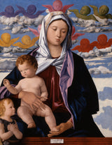 乔凡尼·贝利尼（Giovanni Bellini）1500麦当娜和一个孩子与圣约翰施洗者艺术印刷精细艺术再现墙艺术ID anc7k7yms