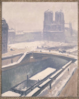 albert-marquet-1928-vista-de-notre-dame-in-the-snow-art-print-fine-art-reproducción-arte de la pared