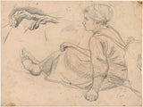 jozef-israels-1834-esboços-de-uma-garota-pescador-sentada-impressão-arte-reprodução-de-arte-parede-id-anfs2i8vo