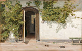 martinus-rorbye-1844-indgang-til-en-kro-i-præstehaven-ved-hillested-art-print-fine-art-reproduction-wall art-id-anhwuzft5
