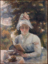 marie-nee-marie-anne-caroline-pasquiou-quivoron-bracquemond-1880-chá-da-tarde-impressão-arte-impressão-de-finas-artes-reprodução-arte-de-parede