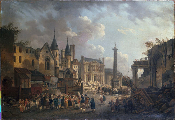 pierre-antoine-demachy-1770-show-showman-in-an-imaginary-crossroads-of-paris-art-print-fine-art-reproduction-wall-art