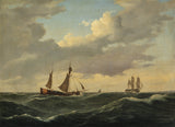 anton-melbye-1840-nederlandse-koff-en-skip-van-die-lyn-in-'n-matige briesie-kunsdruk-fynkuns-reproduksie-muurkuns-id-anqsxaar9
