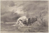 johan-daniel-koelman-1848-twee-stierengevechten-in-een-rivier-landschap-art-print-fine-art-reproductie-wall-art-id-anr18duyb