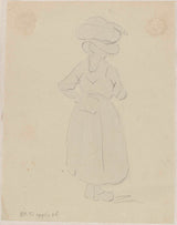 adrianus-eversen-1828-sketch-of-a-woman-with-a-basket-on-the-head-from-behind-art-print-fine-art-reproduction-wall-art-id-anre80bho