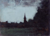 Jean-Jacques-Henner-1890-알자스의 ​​풍경-베른윌러의 종탑-예술-인쇄-미술-복제-벽 예술
