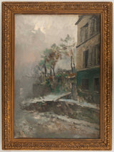 pierre-jacques-pelletier-1900-rue-montmartre-in-the-snow-stampa-d'arte-riproduzione-d'arte-arte da parete