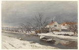 louis-apol-1874-winterlandskap-met-huise-op-'n-kanaal-kunsdruk-fynkuns-reproduksie-muurkuns-id-anv521o6p