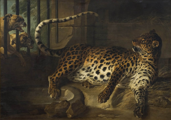jean-baptiste-oudry-1739-leopard-in-a-cage-confronted-by-two-mastiffs-art-print-fine-art-reproduction-wall-art-id-anx4rk4q6