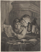abraham-van-strij-i-1763-twee-kinderen-lezend-met-een-lantaarn-kunstprint-kunst-reproductie-muurkunst-id-anzouri2f