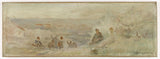 클로드 샤를 부르곤니에-1892-몽트뢰유 마을을 위한 스케치-수-부아-풍경-나무 아래-예술-인쇄-미술-복제-벽-예술