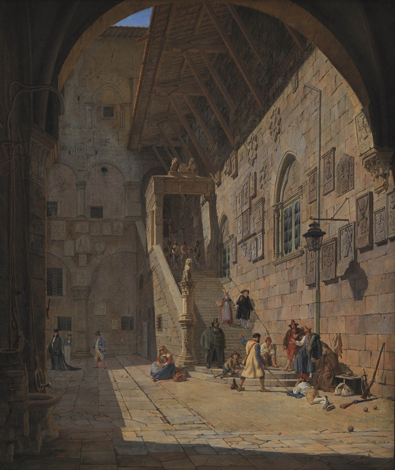 jorgen-roed-the-courtyard-of-the-palazzo-del-bargello-florence-art-print-fine-art-reproduction-wall-art-id-ao0e5bejx