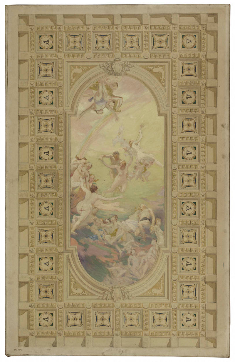 martial-eugene-simas-1892-sketch-for-an-introductory-lounge-of-the-city-hall-of-paris-gaite-farandole-art-print-fine-art-reproduction-wall-art