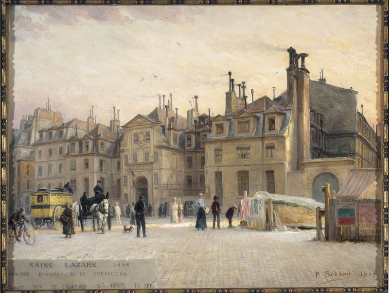 paul-schaan-1903-facade-of-the-prison-saint-lazare-rue-faubourg-saint-denis-art-print-fine-art-reproduction-wall-art