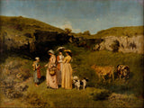 gustave-courbet-1851-unge-damer-i-landsbyen-kunsttryk-fin-kunst-reproduktion-vægkunst-id-ao11tb655