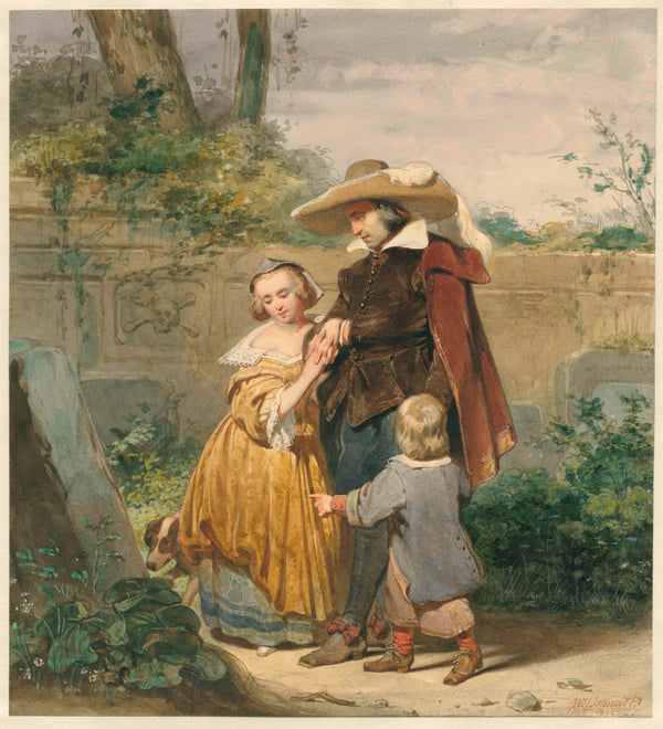 willem-hendrik-schmidt-1842-a-father-with-two-children-in-the-mothers-grave-art-print-fine-art-reproduction-wall-art-id-ao2ztuvn2