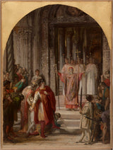 jules-eugene-lenepveu-1873素描为圣安布罗斯教堂圣安布罗斯禁止进入圣地对皇帝狄奥多西有罪的圣地安提阿艺术的居民谋杀印刷精美的艺术复制品墙上的艺术
