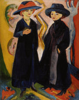恩斯特·路德维希·基希纳（Nerst-Ludwig-Kirchner）两位妇女艺术印花精美艺术复制品墙艺术id-ao53u7k1d