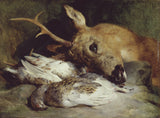 埃德溫·亨利·蘭西爾-1835-獐鹿頭和兩隻雷鳥藝術印刷品美術複製品牆藝術 id-ao5p5461v