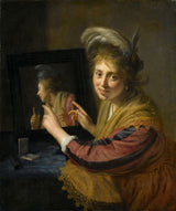 paulus-moreelse-1632-dekle-ob-ogledalu-umetniški-tisk-likovna-reprodukcija-stenska-umetnost-id-ao6nwih3k
