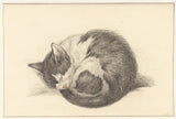 jean-bernard-1825-upprullad-liggande-sovande-katt-konst-tryck-fin-konst-reproduktion-väggkonst-id-ao6vet8ij