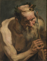 Jacob-Jordaens-old-satyr-holding-a-fløyte-art-print-fine-art-gjengivelse-vegg-art-id-ao9gtk4jf