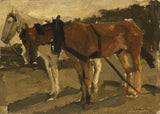 乔治·亨德里克·布莱特纳-1880-席凡宁根的棕色和白色马-艺术印刷品-美术复制品-墙艺术-id-ao9​​vymk5x