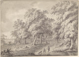 未知 1752-風景-與母子與狗涉水穿過水坑-藝術印刷品精美藝術複製品牆藝術 id-aob1vw91b