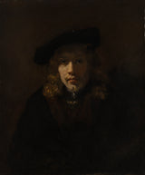 伦勃朗·范·里恩（Rembrandt-van-rijn）-人在贝雷帽艺术印刷上精美的艺术复制品墙艺术ID-aoegu5s0r