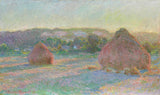 claude-monet 1891年夏天的小麦堆栈结束了艺术印刷精美的艺术复制品墙艺术idaofo969pd