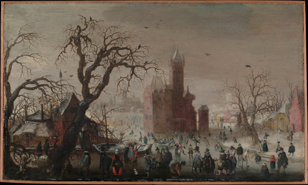 christoffel-van-den-berghe-1615-a-winter-landscape-with-ice-skaters-and-an-imaginary-castle-art-print-fine-art-reproduction-wall-art-id-aogdpzf15