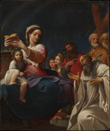 ludovico-carracci-1607-madonna-og-barn-med-helgener-kunsttryk-fine-art-reproduktion-vægkunst-id-aogsoxuh3