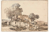 rembrandt-van-rijn-1648-ngôi nhà với hàng rào gỗ giữa cây-nghệ thuật-in-mỹ thuật-sản xuất-tường-nghệ thuật-id-aoh2gfge1