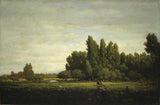 theodore-rousseau-1845-a-headow-bordered by-trees-art-print-fine-art-reproduction-wall-art-id-aoi9k29o0