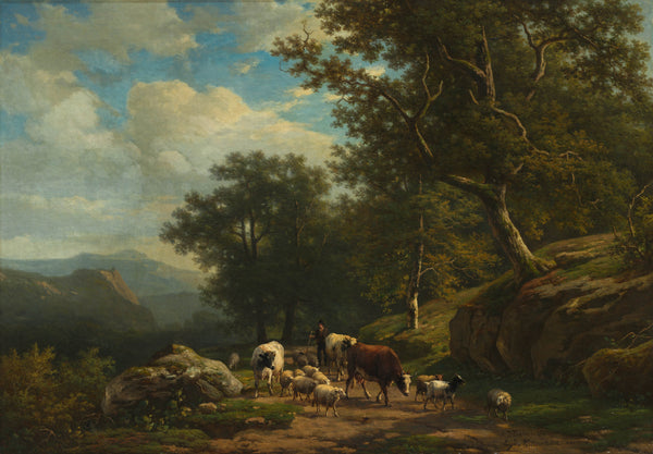 alexander-joseph-daiwaille-1850-landscape-with-a-peasant-and-his-flock-art-print-fine-art-reproduction-wall-art-id-aoiztoreh