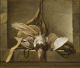 guillaume-taraval-1744-stilleven-met-een-dode-vogel-en-jachtuitrusting-art-print-kunst-reproductie-muurkunst-id-aomfph909