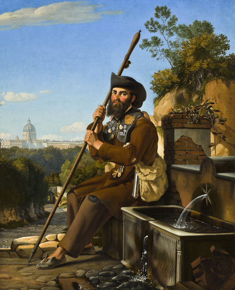 n-p-holbech-1834-a-pilgrim-sitting-by-a-fountain-in-the-via-dellarco-scuro-rome-art-print-fine-art-reproduction-wall-art-id-aon9wrtkr