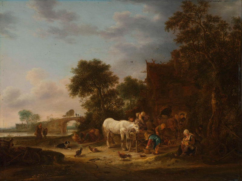 isaac-van-ostade-1643-country-inn-with-a-horse-at-the-trough-art-print-fine-art-reproduction-wall-art-id-aoowxdtg6