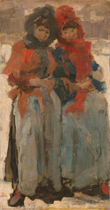 Isaac以色列1890年，两个年轻的妇女在雪地上打印精美的艺术复制品墙上的艺术ID aor6jc6i5