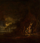 cornelis-symonsz-van-der-schalcke-1644-slaktet-gris-i-et-månebelyst-landskapskunst-trykk-fin-kunst-reproduksjon-veggkunst-id-aot9h4j9f