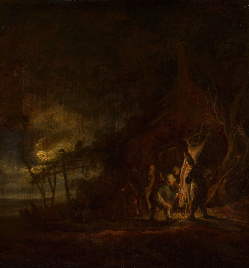 cornelis-symonsz-van-der-schalcke-1644-slaughtered-pig-in-a-moonlit-landscape-art-print-fine-art-reproduction-wall-art-id-aot9h4j9f