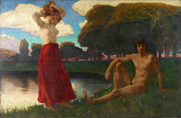 ludwig-von-hofmann-1895-idyll-male-and-female-half-act-in-the-landscape-art-print-fine-art-reproduction-wall-art-id-aotzm8enh
