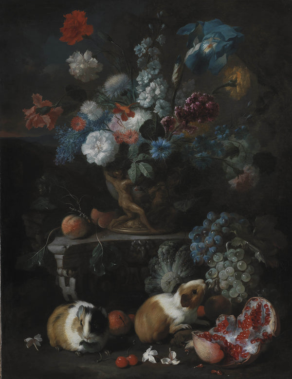 franz-werner-tamm-flower-piece-with-guinea-pigs-art-print-fine-art-reproduction-wall-art-id-aov7zjm91