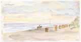 jozef-israels-1834-prizor na plaži-z-jahačem-in-badstoelen-umetniški-tisk-fine-umetniške reprodukcije-stenske-art-id-ap05h31go
