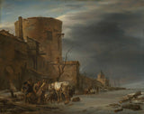 nicolaes-pietersz-berchem-1647-die-stadsmuur-van-Haarlem-in-die-winter-kunsdruk-fynkuns-reproduksie-muurkuns-id-ap1hczj0e