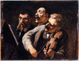 Honore-daumier-1863三人业余艺术打印精细艺术复制品墙体艺术