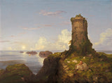thomas-cole-1838-italiensk kustscen-med-förstörd-tornkonst-tryck-fin-konst-reproduktion-väggkonst-id-ap72c59ju
